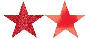 Amscan_OO Decorations - Cutouts Apple Red Apple Red Glittered Foil Solid Star Cutouts 12cm 5pk