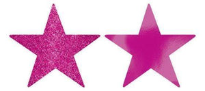 Amscan_OO Decorations - Cutouts Bright Pink Gold Glittered Foil Solid Star Cutouts 12cm 5pk