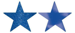 Amscan_OO Decorations - Cutouts Bright Royal Blue Bright Royal Blue Glittered Foil Solid Star Cutouts 12cm 5pk