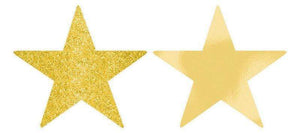 Amscan_OO Decorations - Cutouts Gold Gold Glittered Foil Solid Star Cutouts 12cm 5pk