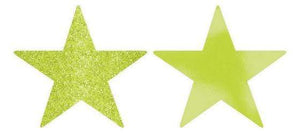 Amscan_OO Decorations - Cutouts Kiwi Yellow Glittered Foil Solid Star Cutouts 12cm 5pk