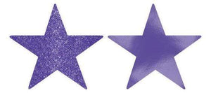 Amscan_OO Decorations - Cutouts New Purple Gold Glittered Foil Solid Star Cutouts 12cm 5pk