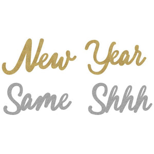 Decorations - Cutouts New Year Same Shhh Glittered Large Cutouts Black, Silver & Gold 4pk