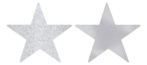 Amscan_OO Decorations - Cutouts Silver Apple Red Glittered Foil Solid Star Cutouts 12cm 5pk