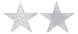 Amscan_OO Decorations - Cutouts Silver Yellow Glittered Foil Solid Star Cutouts 12cm 5pk