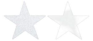 Amscan_OO Decorations - Cutouts White Gold Glittered Foil Solid Star Cutouts 12cm 5pk