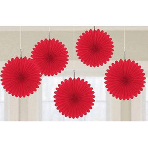 Amscan_OO Decorations - Decorative Fans, Pom Poms & Lanterns Apple Red Bright Royal Blue Mini Fan Decorations 6in 5pk