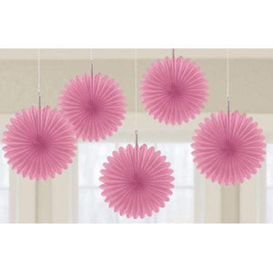 Amscan_OO Decorations - Decorative Fans, Pom Poms & Lanterns Bright Pink Apple Red Mini Fan Decorations 6in 5pk