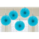 Amscan_OO Decorations - Decorative Fans, Pom Poms & Lanterns Caribbean Blue Apple Red Mini Fan Decorations 6in 5pk