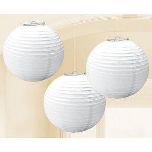 Amscan_OO Decorations - Decorative Fans, Pom Poms & Lanterns Frosty White Bright Royal Round Paper Lanterns Blue 3pk 24cm