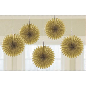 Amscan_OO Decorations - Decorative Fans, Pom Poms & Lanterns Gold Bright Royal Blue Mini Fan Decorations 6in 5pk