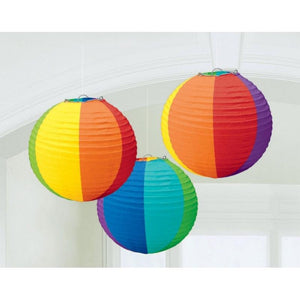 Amscan_OO Decorations - Decorative Fans, Pom Poms & Lanterns Rainbow Bright Royal Round Paper Lanterns Blue 3pk 24cm