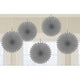 Amscan_OO Decorations - Decorative Fans, Pom Poms & Lanterns Silver Bright Royal Blue Mini Fan Decorations 6in 5pk