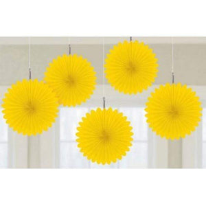 Amscan_OO Decorations - Decorative Fans, Pom Poms & Lanterns Yellow Bright Royal Blue Mini Fan Decorations 6in 5pk