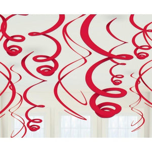 Amscan_OO Decorations - Hanging Swirls Apple Red Apple Red Plastic Swirl Decorations 56cm 12pk