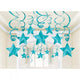 Amscan_OO Decorations - Hanging Swirls Caribbean Blue Apple Red Shooting Stars Foil Mega Value Pack Swirl Decorations 30pk