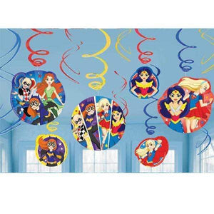 Amscan_OO Decorations - Hanging Swirls DC Super Hero Girls Swirl Decorations 12pk