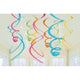 Amscan_OO Decorations - Hanging Swirls Multi Coloured Apple Red Plastic Swirl Decorations 56cm 12pk