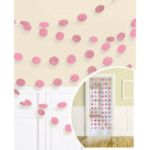 Amscan_OO Decorations - Hanging Swirls New Pink String Decorations Glitter Round 7ft 6pk