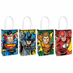 Amscan_OO Games & Favors - Favor Boxes, Shreds, Treat & Loot Bags Justice League Heroes Unite Create Your Own Paper Kraft Bags 8pk