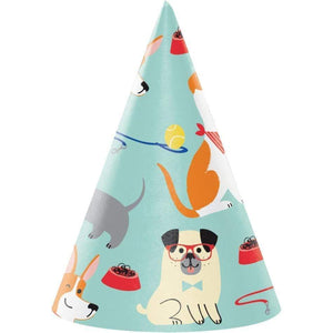 Amscan_OO Games & Favors - Party Hat & Mask Dog Party Cone Shaped Hats Child Size 8pk