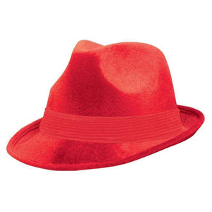 Amscan_OO Hats & Headwear - Hats & Helmets Red Fedora Velour Hat 12cm x 30cm Each