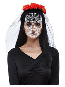 Hats & Headwear - Headbands & Boppers Day of the Dead Headband with Printed Veil