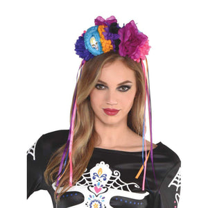 Amscan_OO Hats & Headwear - Headbands & Boppers Day Of The Dead Neon Floral Headpiece Each