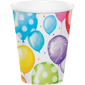 Tableware - Cups Balloon Bash Birthday Paper Cups 266ml 8pk