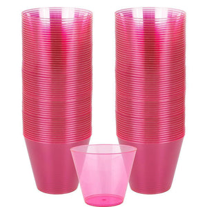 Amscan_OO Tableware - Cups Bright Pink Jet Black Plastic Tumbler 266ml 72pk