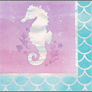 Amscan_OO Tableware - Napkins Mermaid Shine Iridescent Beverage Napkins 16pk