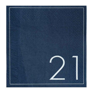 Tableware - Napkins Mix it Up Navy 21st Birthday Milestone Paper Napkins 16.5cm 16pk