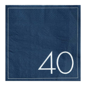 Tableware - Napkins Mix it Up Navy 40th Birthday Milestone Paper Napkins 16.5cm 16pk