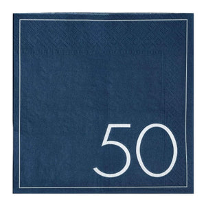 Tableware - Napkins Mix it Up Navy 50th Birthday Milestone Paper Napkins 16.5cm 16pk