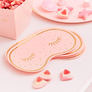 Amscan_OO Tableware - Napkins Pamper Party Gold Foiled And Pink Eye Mask Shaped Napkins 16cm x 10cm 16pk