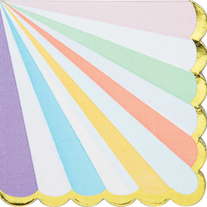 Amscan_OO Tableware - Napkins Pastel Celebrations Lunch Napkins Scalloped & Gold Foil 16pk