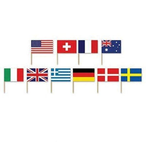 Amscan_OO Tableware - Picks, Stirrers & Skewers International Assorted Flags Picks 6cm 50pk