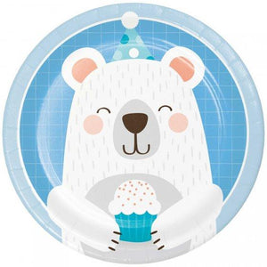 Amscan_OO Tableware - Plates 1st Birthday Bear Lunch Plates Paper 18cm 8pk