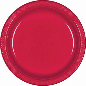 Amscan_OO Tableware - Plates Apple Red Jet Black Dessert Plastic Plates 17cm 20pk