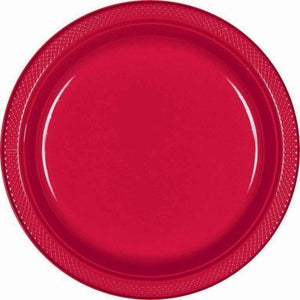 Amscan_OO Tableware - Plates Apple Red Jet Black Lunch Plastic Plates 23cm 20pk