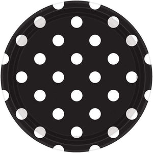 Amscan_OO Tableware - Plates Black & White Dotted Round Paper Plates 17cm 8Pk