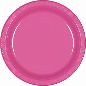 Amscan_OO Tableware - Plates Bright Pink Clear Dessert Plastic Plates 17cm 20pk