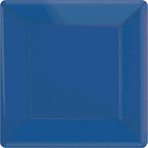 Amscan_OO Tableware - Plates Bright Royal Blue Silver Square Dessert Paper Plates 17cm 20pk