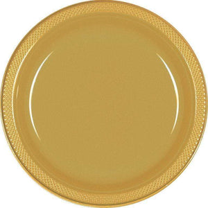 Amscan_OO Tableware - Plates Gold Gold Dessert Plastic Plates 17cm 20pk