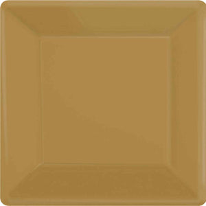 Amscan_OO Tableware - Plates Gold Silver Square Dessert Paper Plates 17cm 20pk