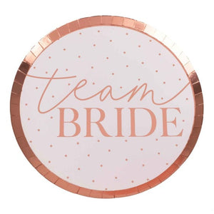 Tableware - Plates Hen Party Rose Gold Foiled Team Bride & Blush Paper Plates 8pk