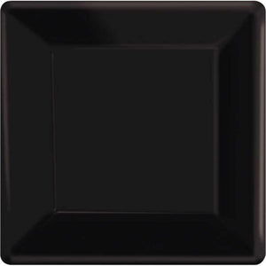 Amscan_OO Tableware - Plates Jet Black Gold Square Dessert Paper Plates 17cm 20pk