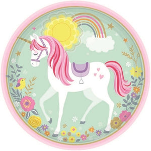 Magical Unicorn Round NPC Paper Plates 23cm 8pk