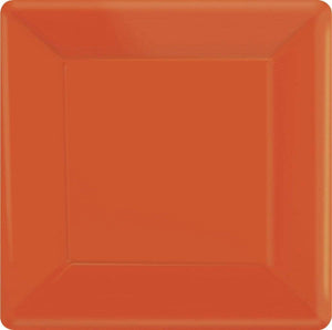 Amscan_OO Tableware - Plates Orange Bright Royal Blue Square Dinner Paper Plates 26cm 20pk