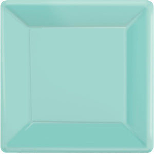 Amscan_OO Tableware - Plates Robin's Egg Blue Festive Green Square Dessert Paper Plates 17cm 20pk